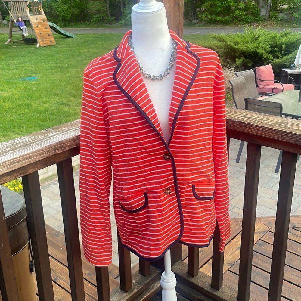 L.L. Bean Striped Nautical Blazer